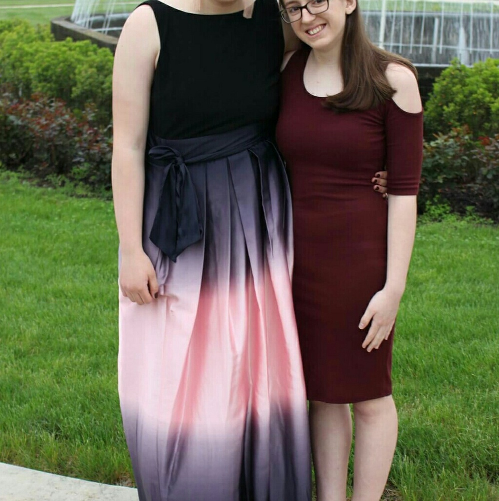 Long black and pink ombre prom dress (size 16)